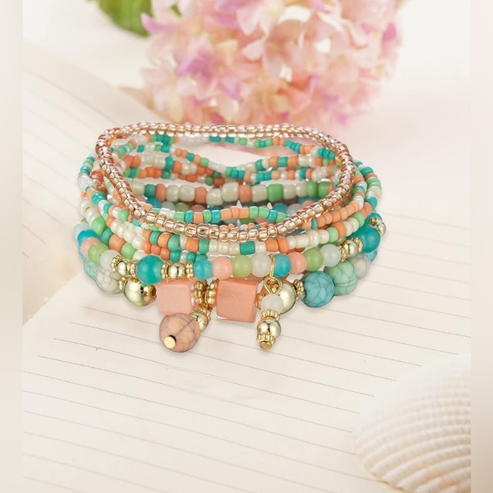 🩷💚Multicolor🩷💚Boho Beaded Set of 8 Bracelets/NIP